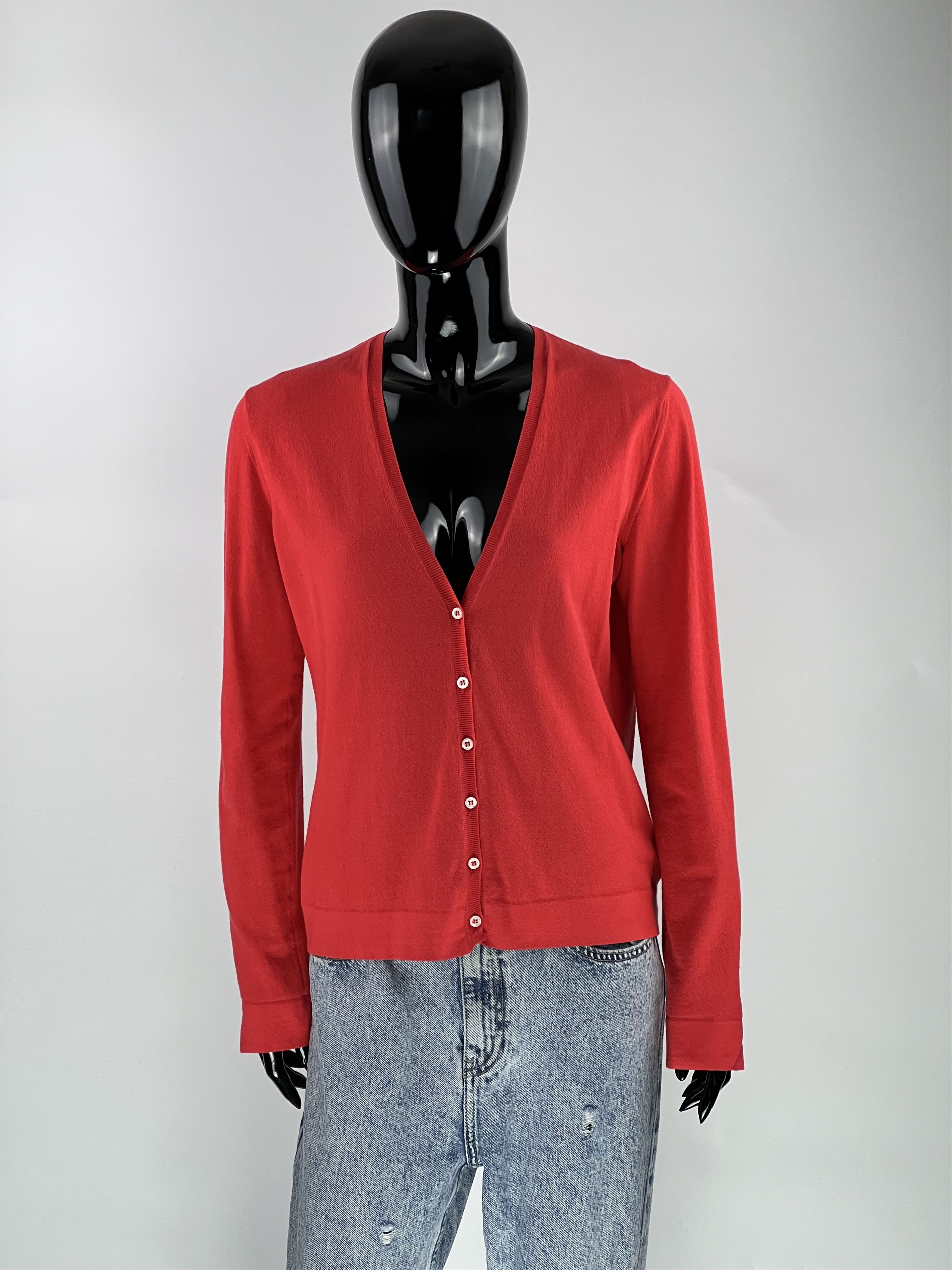 Malo Malo Colar Red Cotton Cardigan Size IT44 Size M / US 6-8 / IT 42-44 - 1 Thumbnail