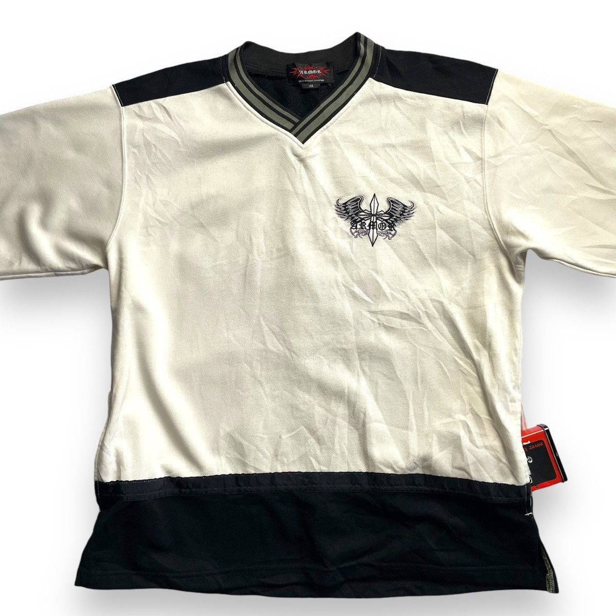 If Six Was Nine 🇯🇵☠️ ARMOR WORDING CROSS 2 TONES KNITTED SWEATSHIRT Size US L / EU 52-54 / 3 - 5 Thumbnail