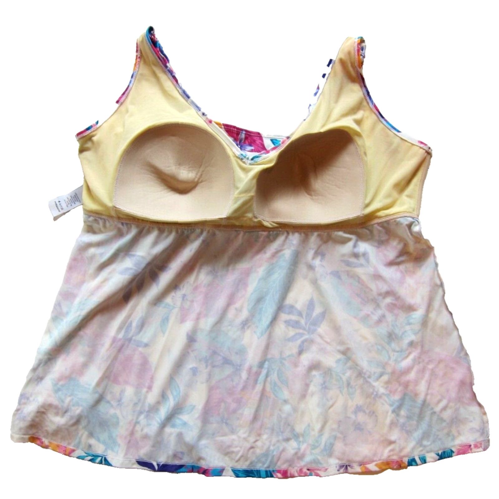 Vintage Swimsuits For All Pink Floral Top Tankini Wide Strap Padded Built In Bra 26 Plus Womens Size 4XL / US 24-26 - 4 Thumbnail