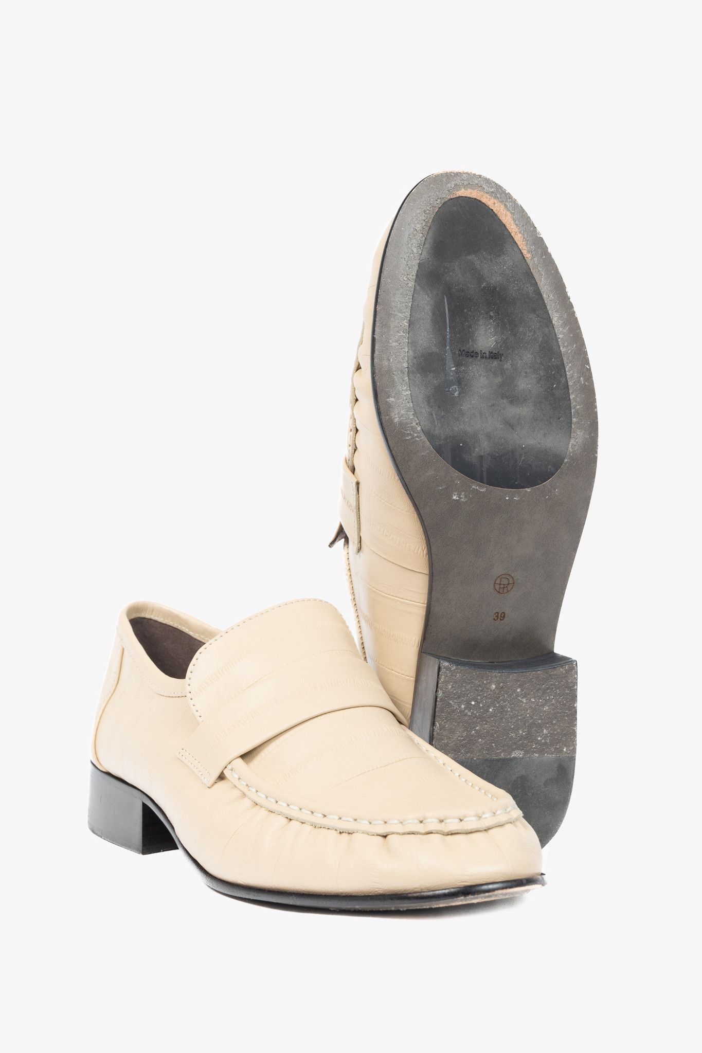 The Row The Row Soft Beige Leather Ruched-Detail Flat Loafers Size US 8.5 / IT 38.5 - 4 Thumbnail