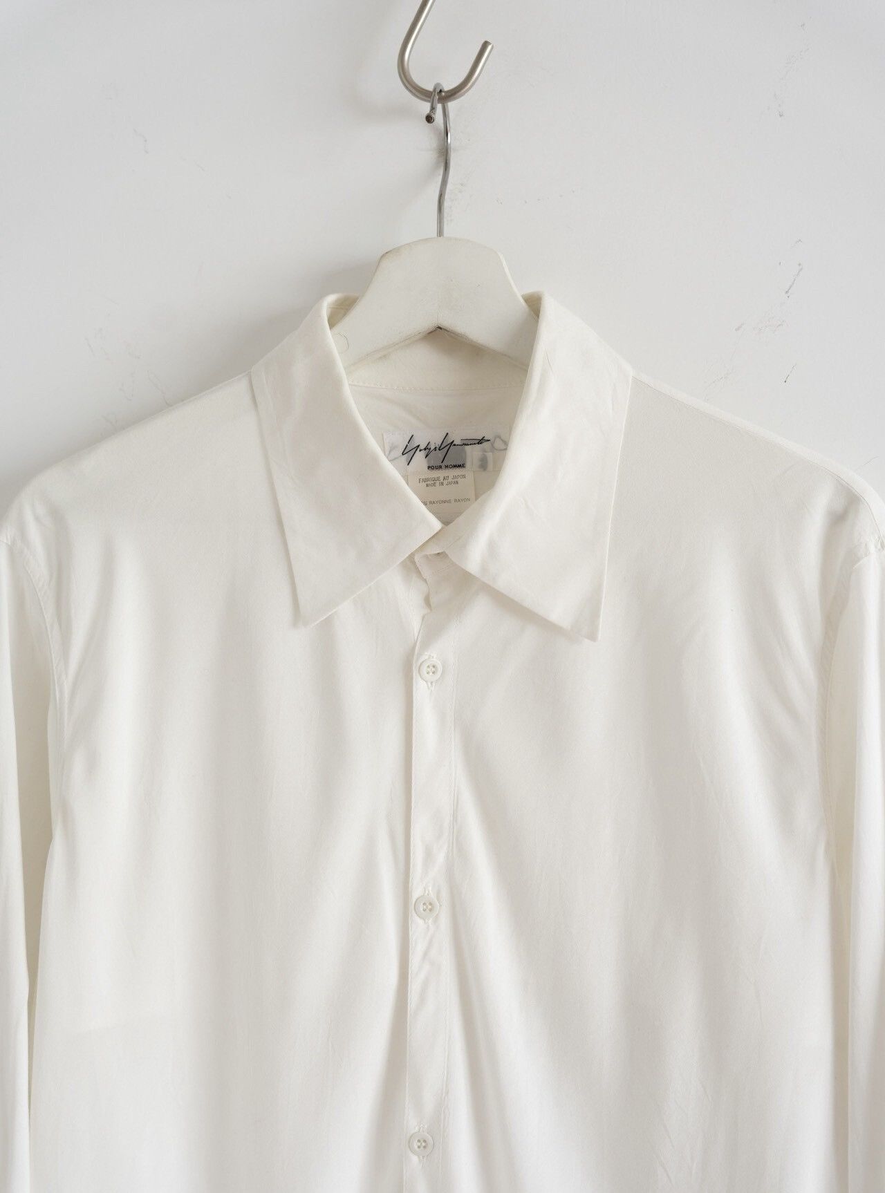 Yohji Yamamoto Yohji Yamamoto 03AW Curved Cut Rayon White Shirt Size US L / EU 52-54 / 3 - 3 Thumbnail