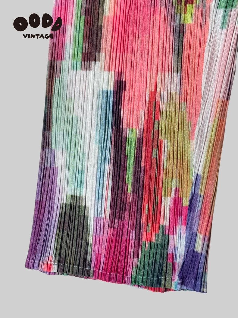 Issey Miyake Issey Miyake size:3 Rainbow color block pleated pants Size 22" - 5 Thumbnail