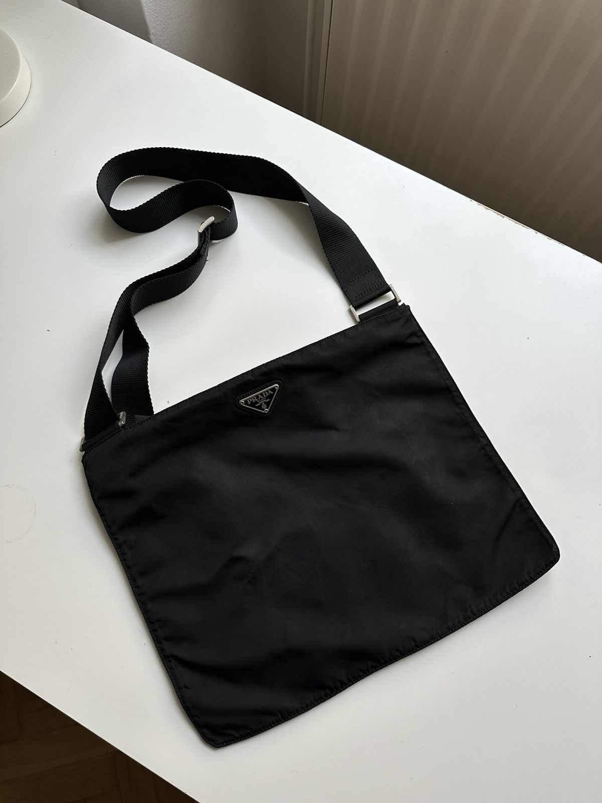 Prada Vintage Messenger Crossbody Bag in Black, Men's