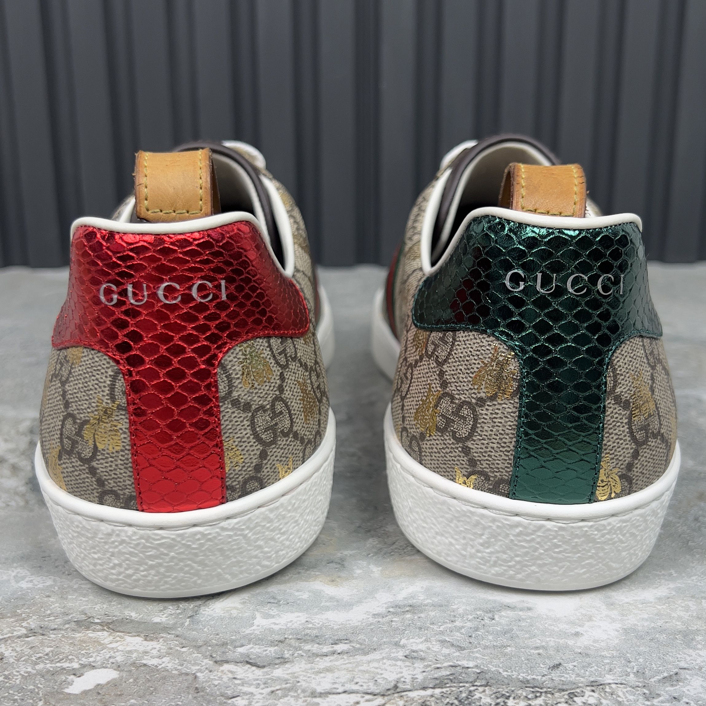 Gucci NEW Gucci ACE GG Bees Supreme Canvas Python Sneakers Leather Size US 12.5 / EU 45-46 - 7 Thumbnail