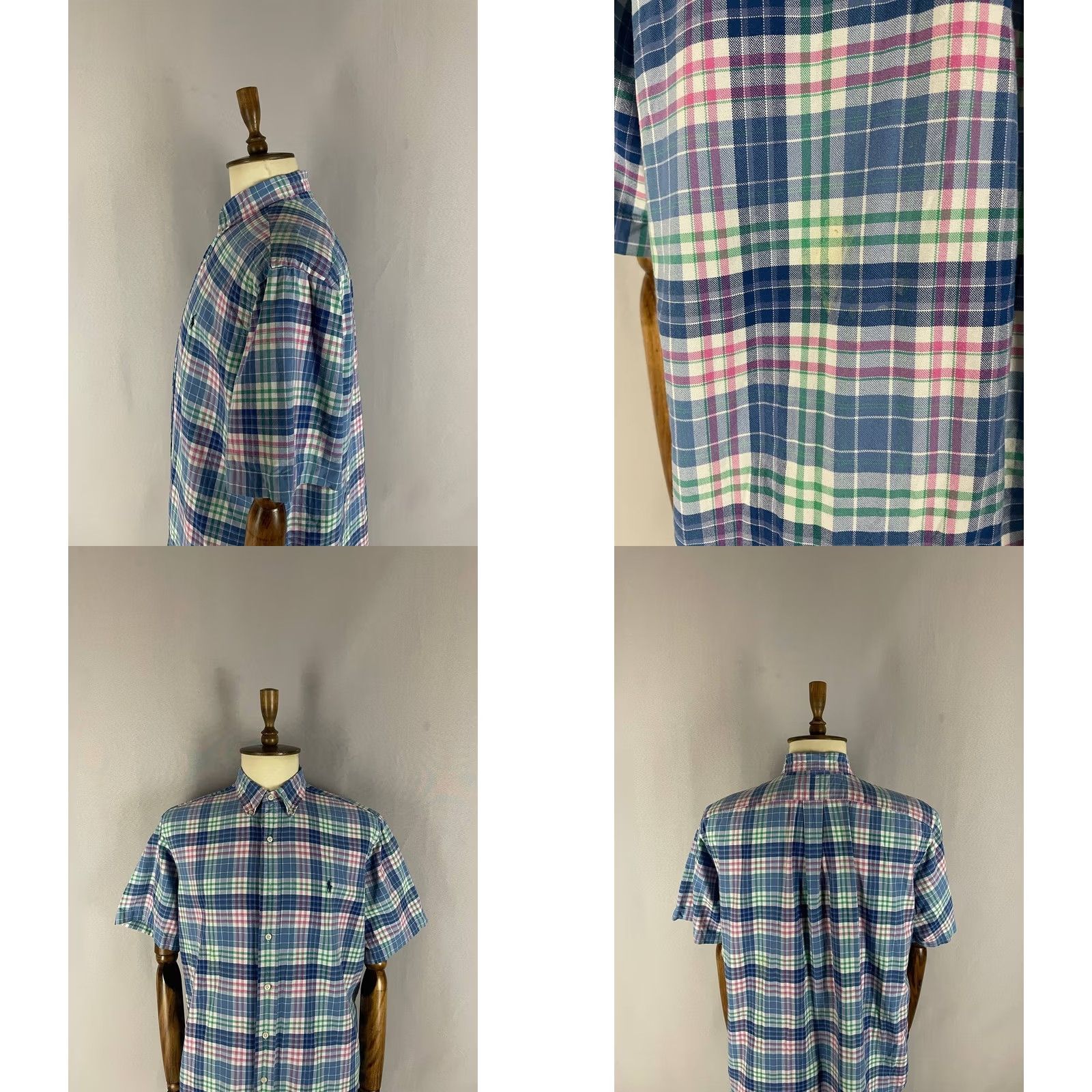 Ralph Lauren Ralph Lauren Mens Button-Down Shirt XL Blue Plaid Short Sleeve Classic Fit Size US XL / EU 56 / 4 - 8 Thumbnail
