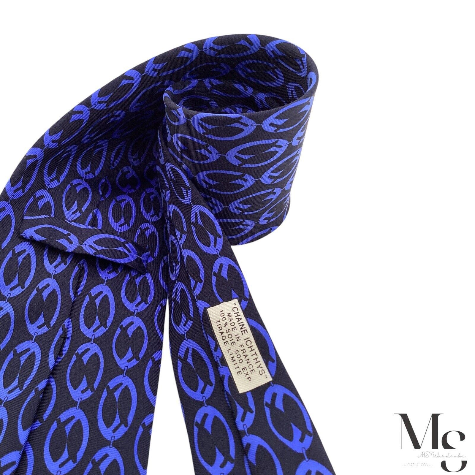 Other ICHTHYS Monte-Carlo Limited Edition Blue Chain Link Silk Tie Size ONE SIZE - 3 Thumbnail