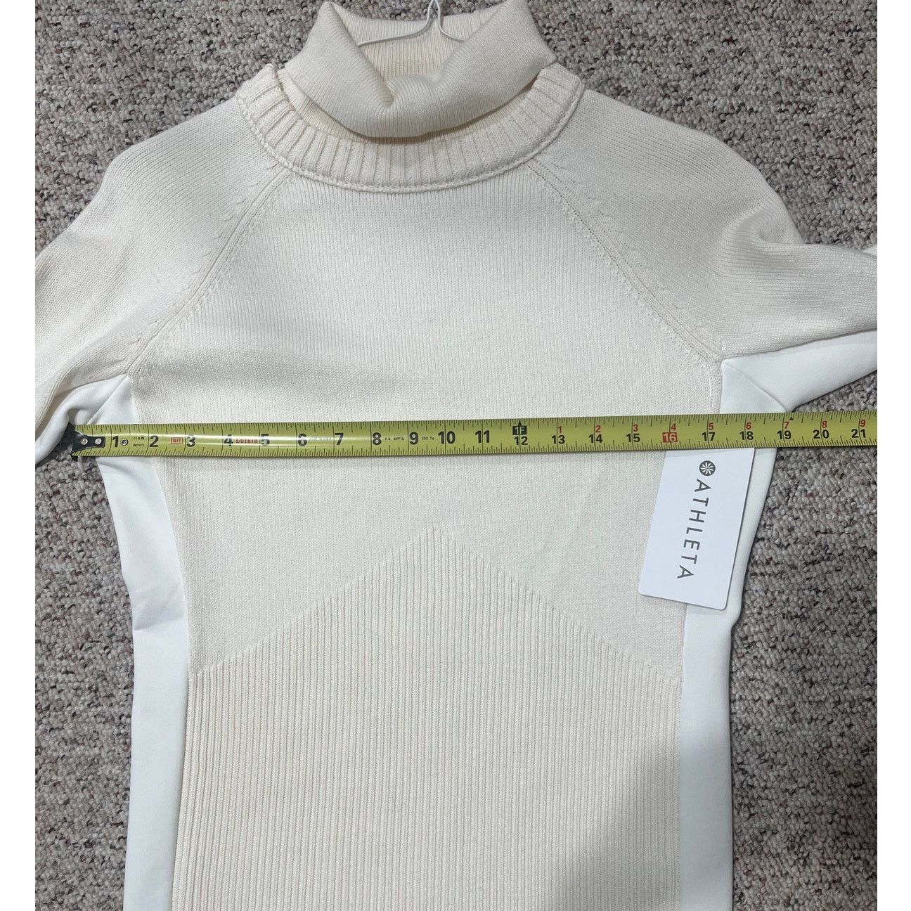 Athleta NWT Athleta Mesa Hybrid T-Neck Cream Merino Wool Blend SZ S Size S / US 4 / IT 40 - 6 Thumbnail