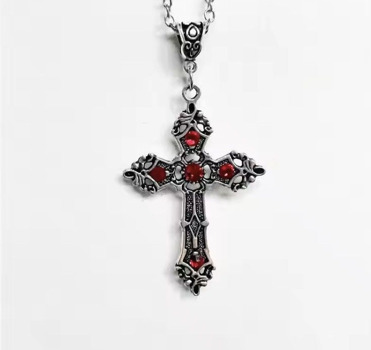 Japanese Brand Ichiko x Asano Y2K 2000s Silver Punk Skater Cross-chain Size ONE SIZE - 2 Thumbnail