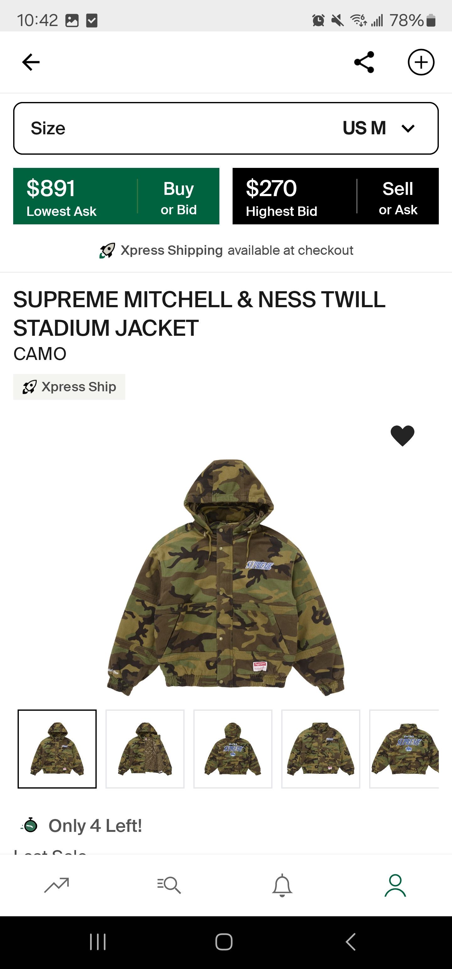 Supreme Supreme/Mitchell & Ness Twill Stadium Jacket - Camo FW24 Size US M / EU 48-50 / 2 - 1 Thumbnail