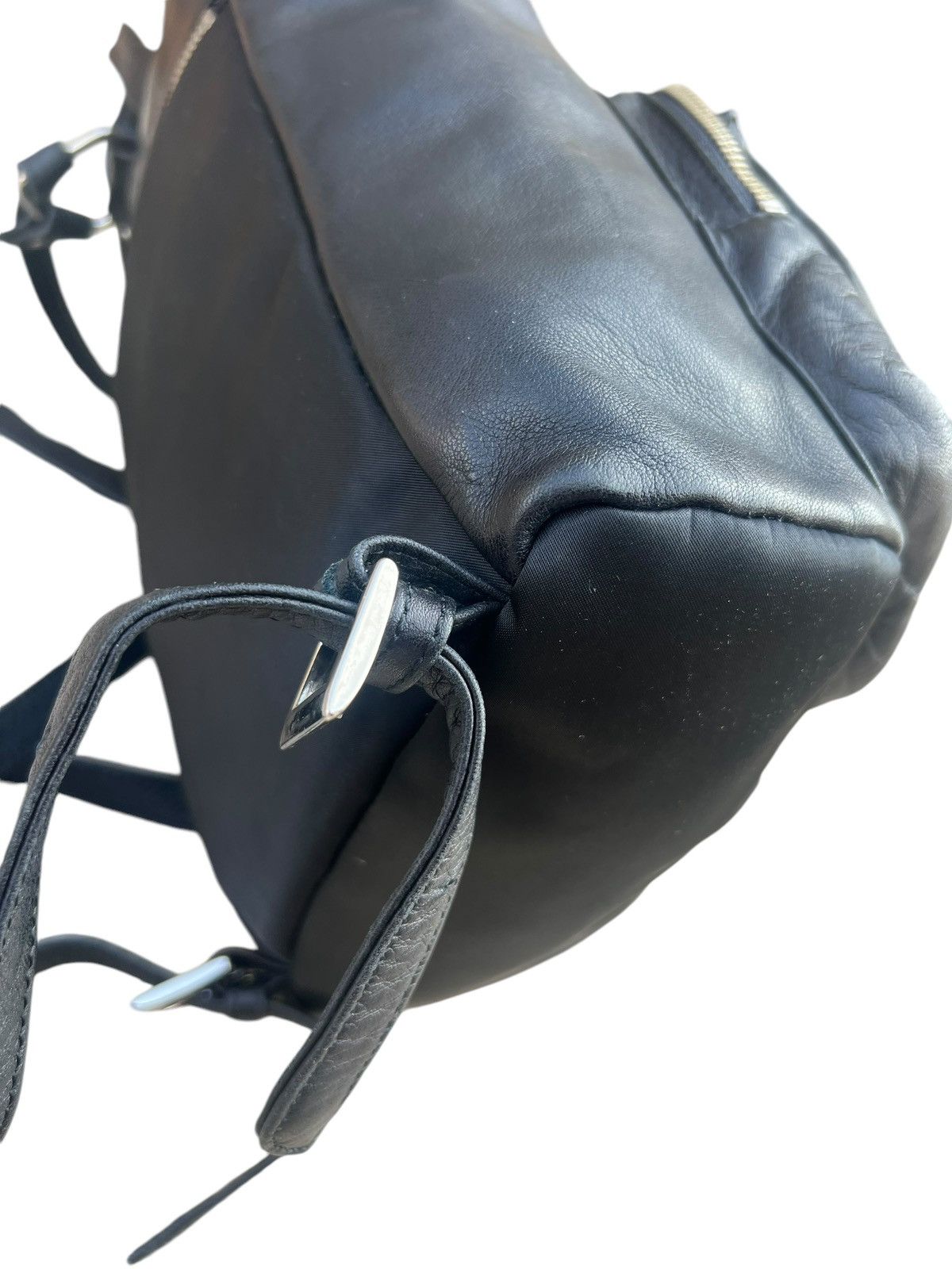 Leather Vintage 90s UCOB Patina Black Leather Cargo Backpack Bag Size ONE SIZE - 18 Thumbnail