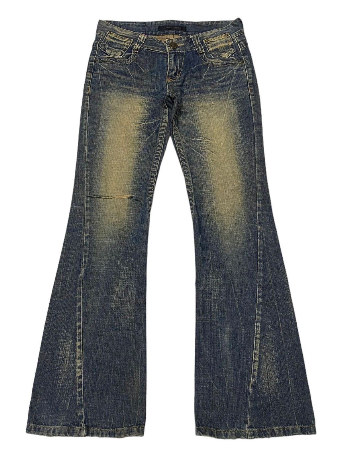 Le Grande Bleu (L.G.B.) × Tornado Mart FLARE🔥LOLITA RUSTY DISTRESSED FLARE DENIM JEANS Size US 33 - 7 Thumbnail