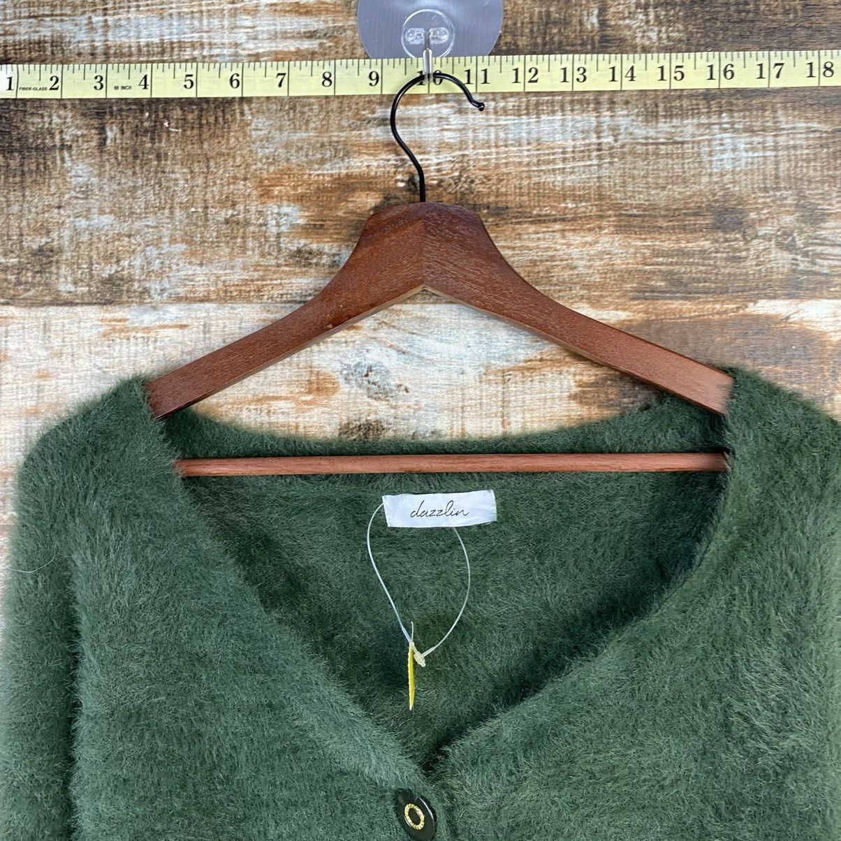 Homespun Knitwear × Japanese Brand DL Dazzlin Cardigan fur shaggy crop top Knitwear #C1113 Size XS / US 0-2 / IT 36-38 - 4 Thumbnail