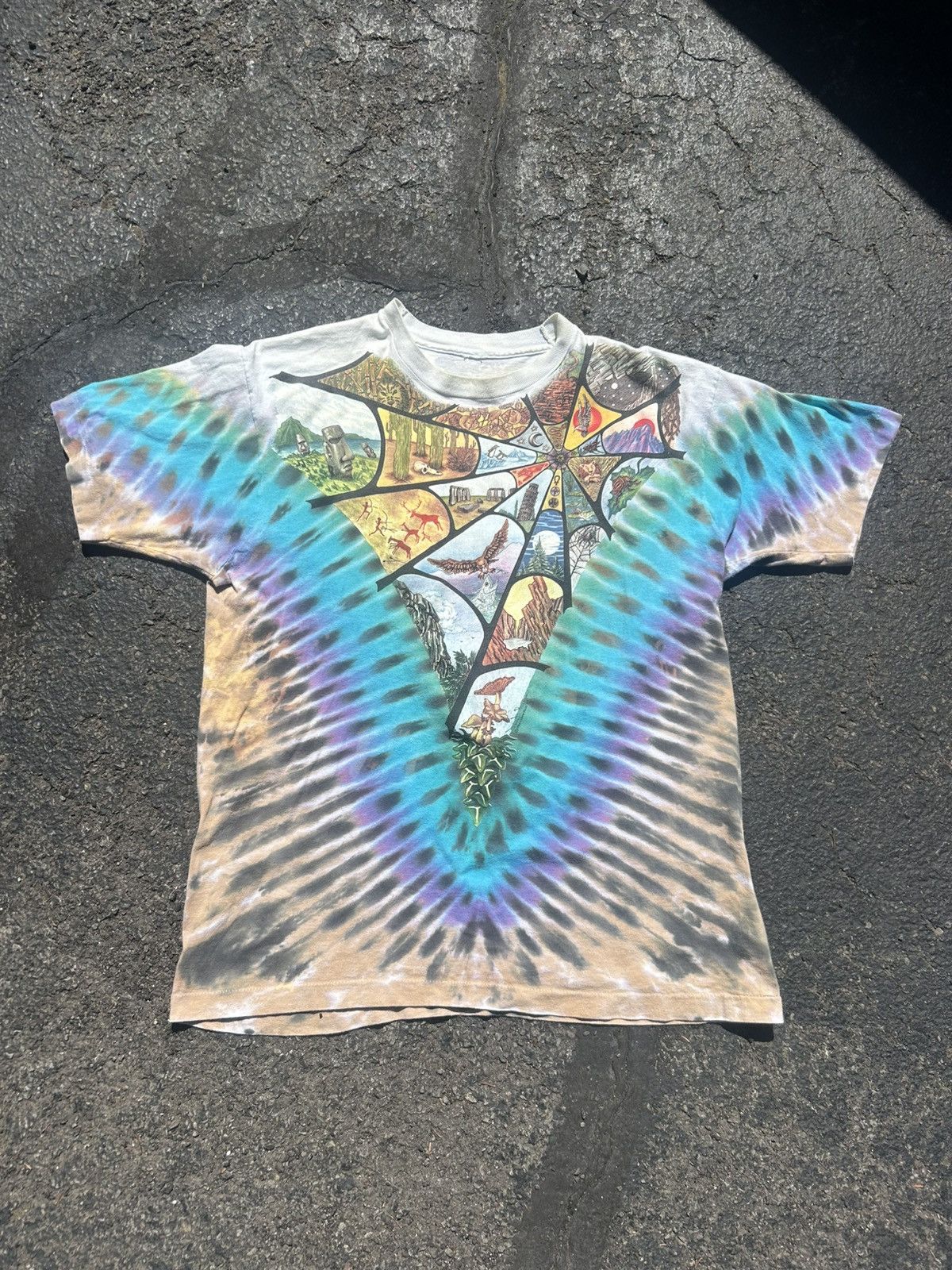 Liquid Blue Vintage 90s Liquid Blue Tie Dye XL T Shirt 1990 Janet Regan Size US XL / EU 56 / 4 - 1 Thumbnail
