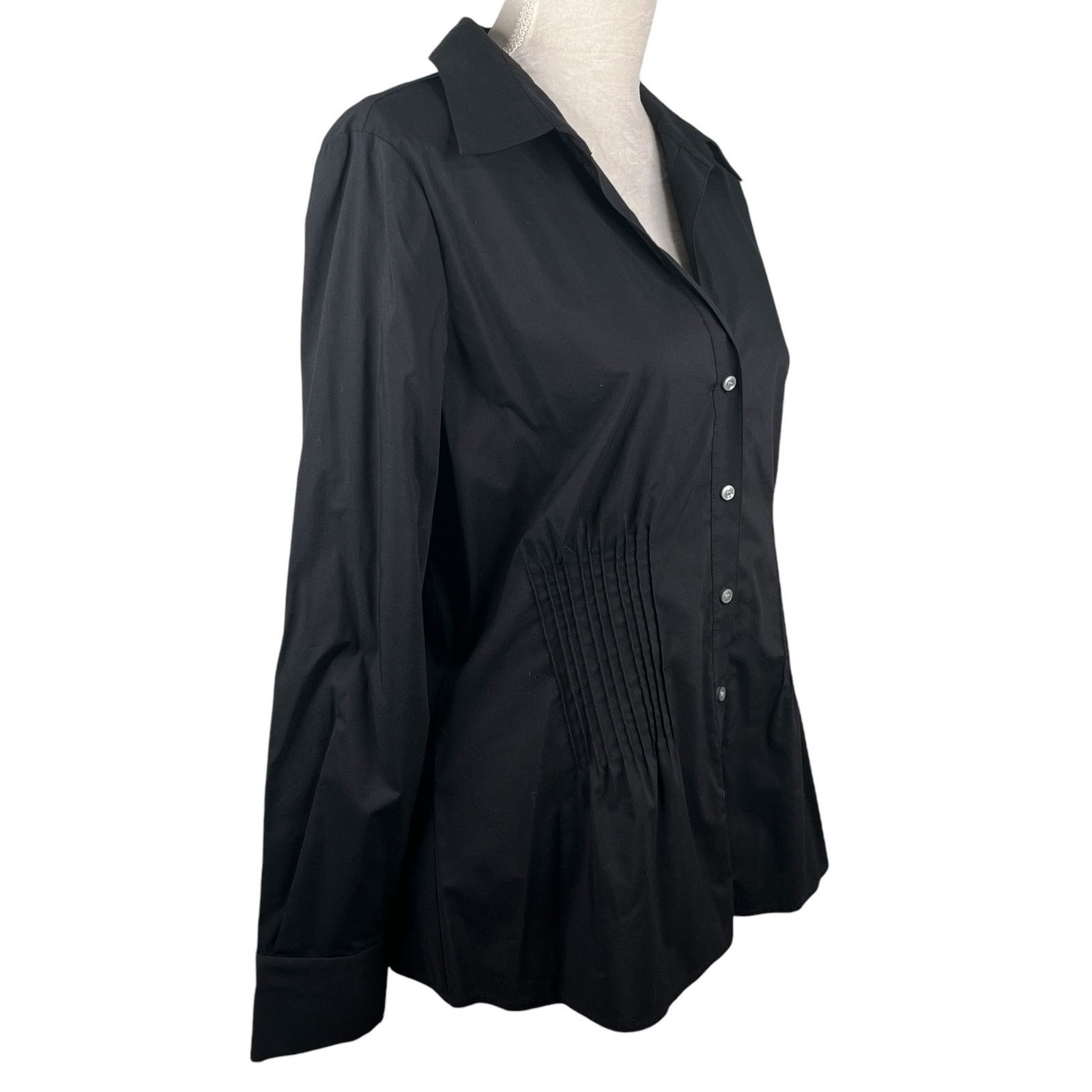 Nine West Nine West Black Button Down 14 Ruched Gathering V-Neck New Size XL / US 12-14 / IT 48-50 - 4 Thumbnail
