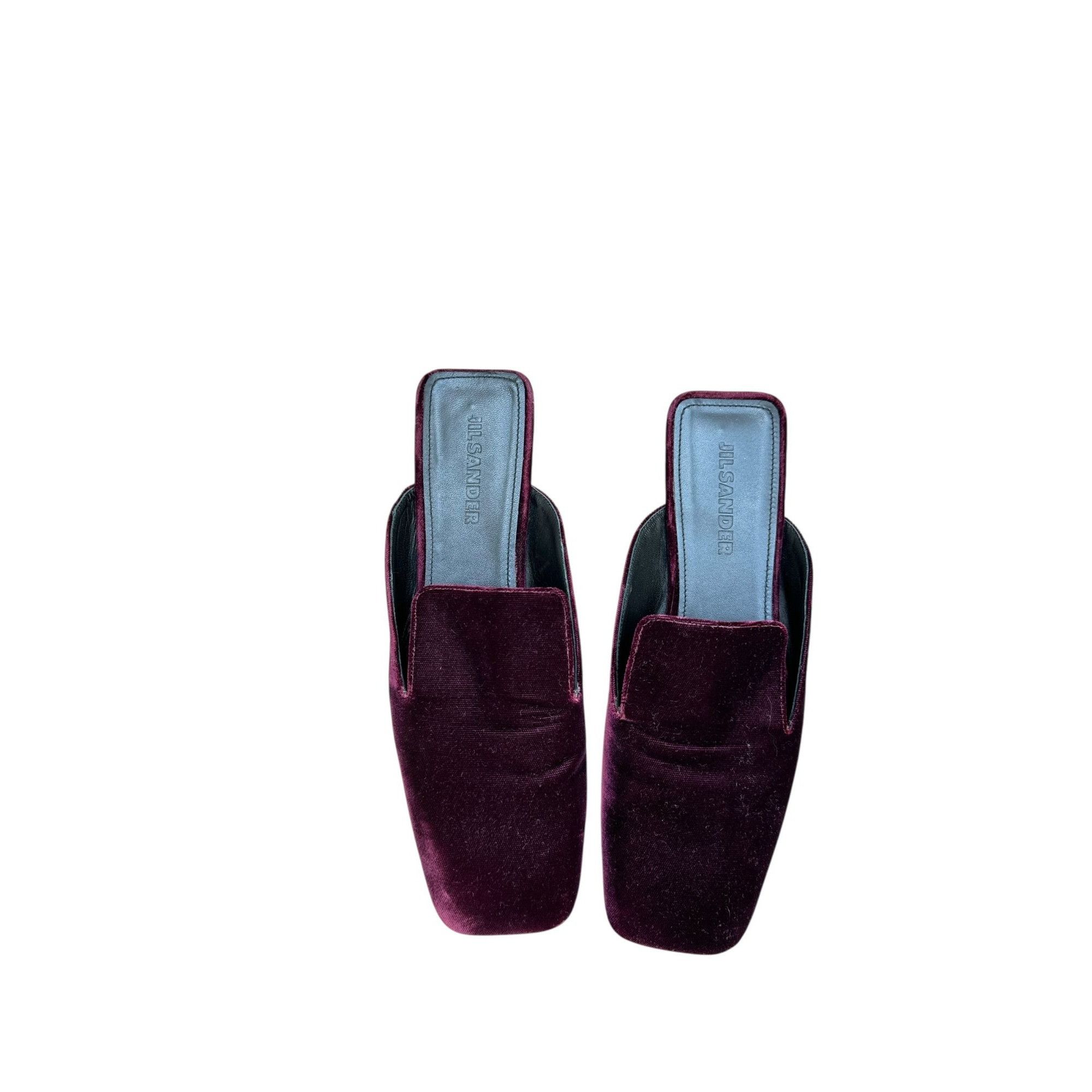 Jil Sander Burgundy Velvet Mules Size US 8 / IT 38 - 4 Thumbnail