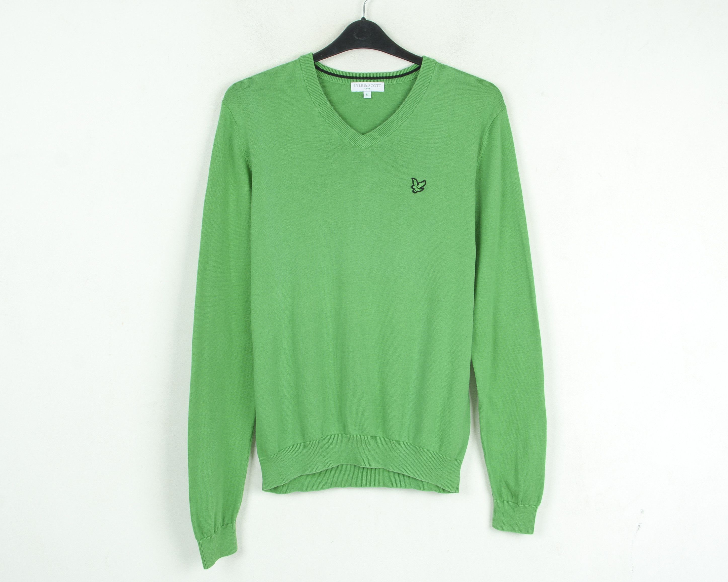 Lyle & Scott Men's Jumper M Pullover Sweater V neck Knit Cotton Green Size US M / EU 48-50 / 2 - 1 Thumbnail