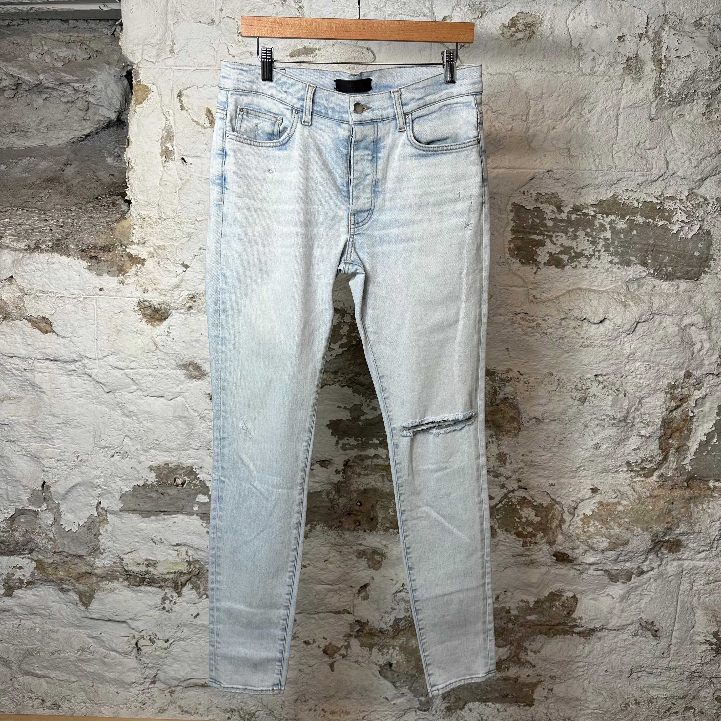 Amiri Amiri Knee Rip Plain Lightwash Blue Denim Jeans Sz 32 Size US 32 / EU 48 - 1 Thumbnail
