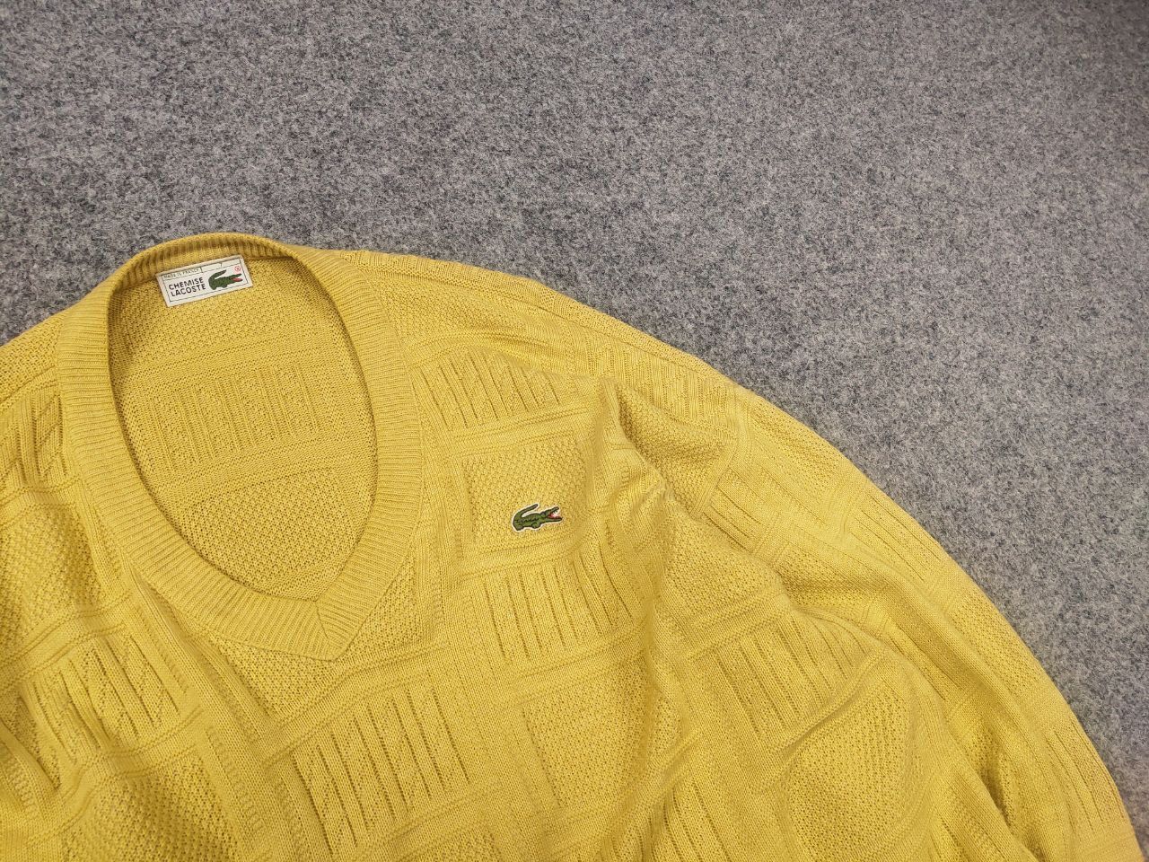 Lacoste Vintage 80's Lacoste France textured knit sweater V neck Size US XL / EU 56 / 4 - 4 Thumbnail