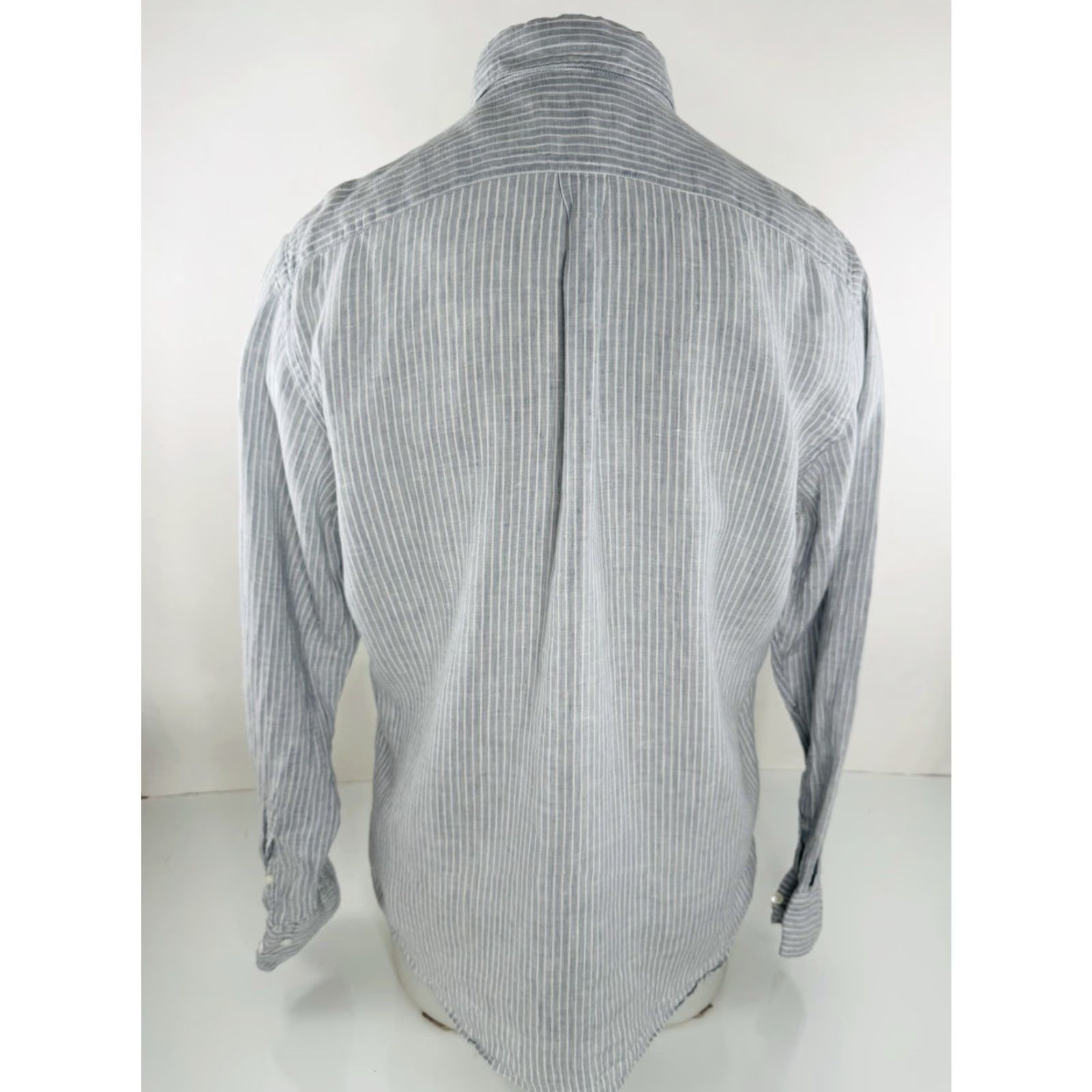 Hartford Hartford Linen Striped Shirt - Mens L Button-Up Long Sleeve Collared | Light Gray / White Size US L / EU 52-54 / 3 - 4 Thumbnail
