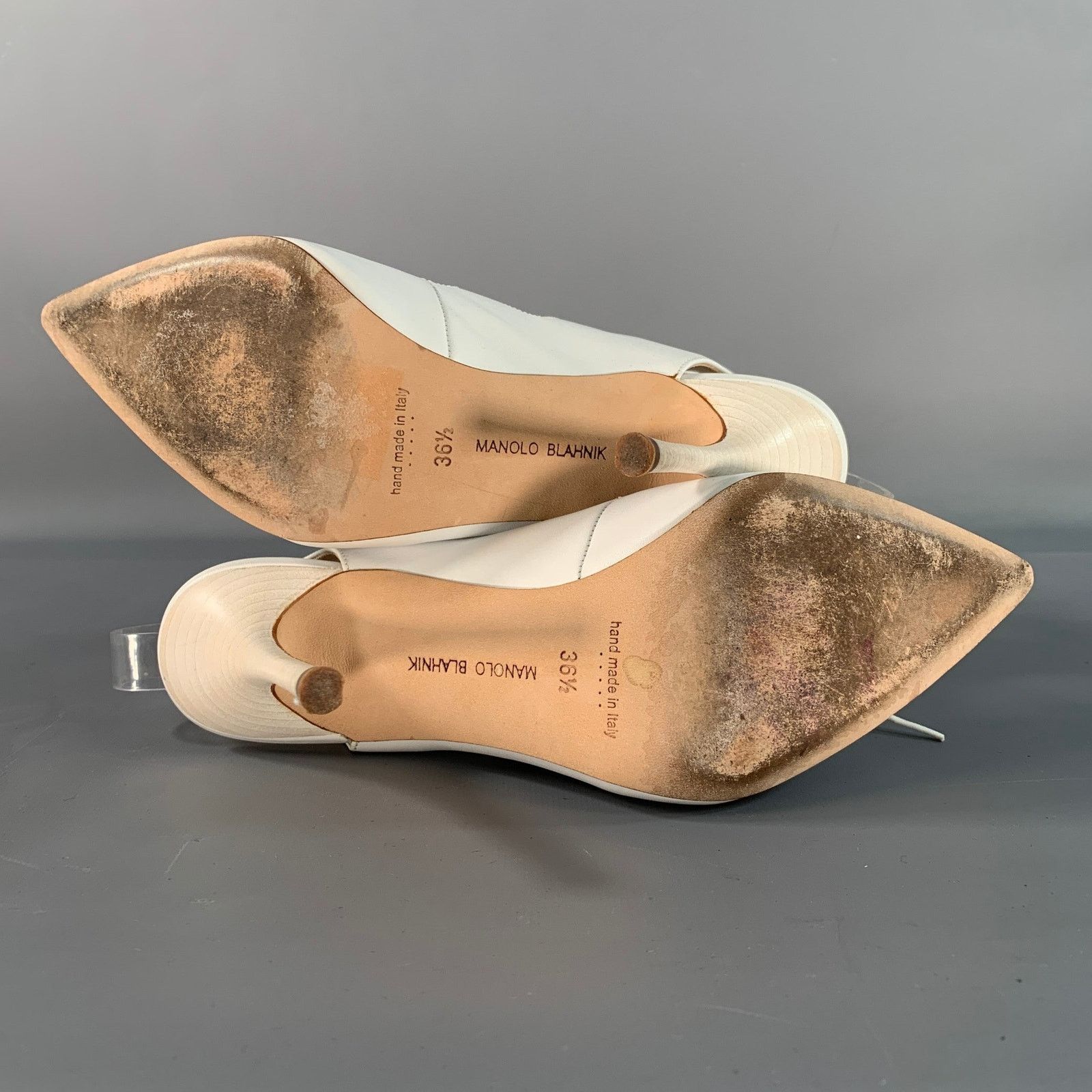 Manolo Blahnik MANOLO BLAHNIK Size 6.5 White Leather Laced Pumps Size US 6.5 / IT 36.5 - 6 Thumbnail