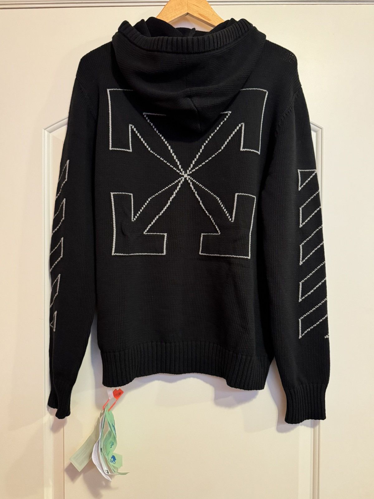 Off-White OFF-WHITE Men’s Diagonal Knit Zip Black Hoodie BMWT Size XL Size US XL / EU 56 / 4 - 1 Thumbnail