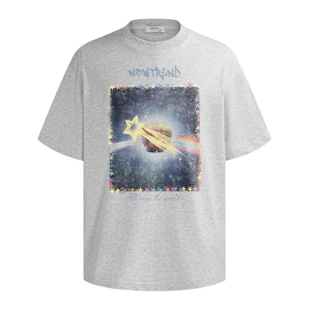 Japanese Brand Men's Loose-Fit Casual T-Shirt with Starry Sky & Apple Print Size US M / EU 48-50 / 2 - 1 Thumbnail
