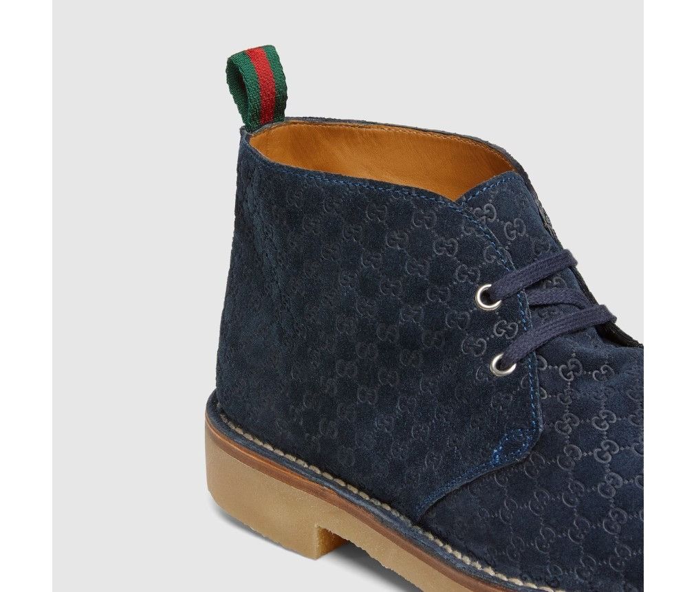 Gucci o1loc1c0326 831283 Men's Ankle Boots With Web in Blue Size US 8 / EU 41 - 5 Thumbnail