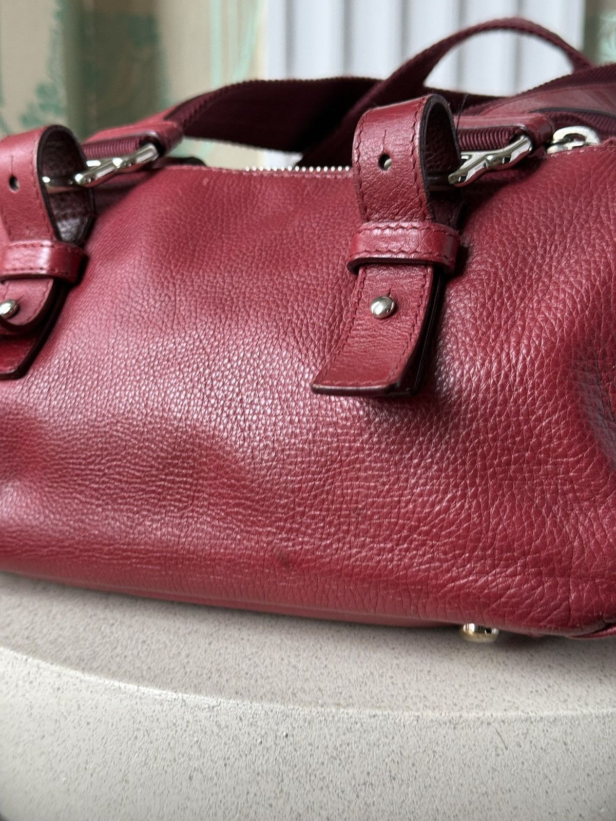 Yves Saint Laurent Yves Saint Laurent Small Studded Boston Red Shoulder Bag Size ONE SIZE - 16 Thumbnail