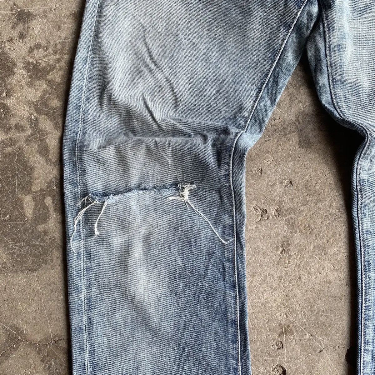 Kaihara Denim REDLINE‼️Japanese Vintage LightWash DistressedDenim Selvedge Size US 32 / EU 48 - 4 Thumbnail