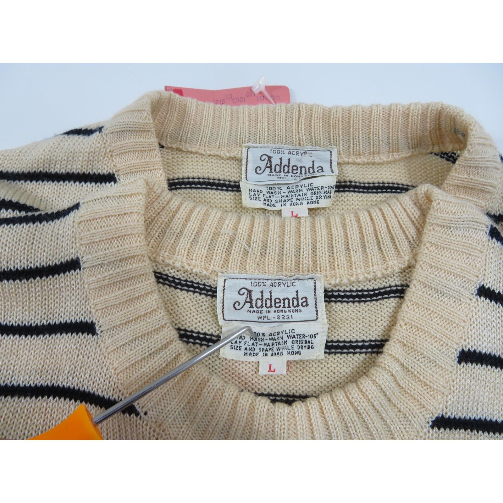 Other Addenda Acrylic Knit Top Blouse Set, Striped, Sz L 1970s Size L / US 10 / IT 46 - 3 Thumbnail