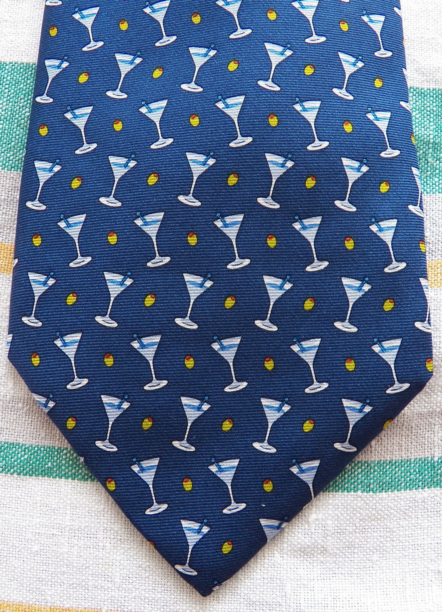 Brooks Brothers Brooks Brothers Country Club Silk Necktie blue martini olive Size ONE SIZE - 1 Thumbnail