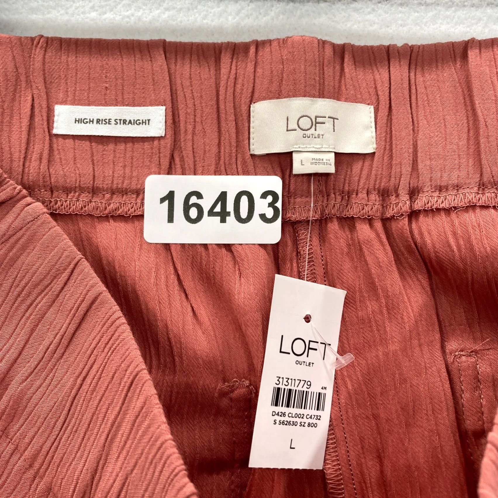 Loft LOFT Outlet Pants Women's Large Pull On High Rise Straight Red Stretch Fabric Size 36" / US 14 / IT 50 - 4 Thumbnail