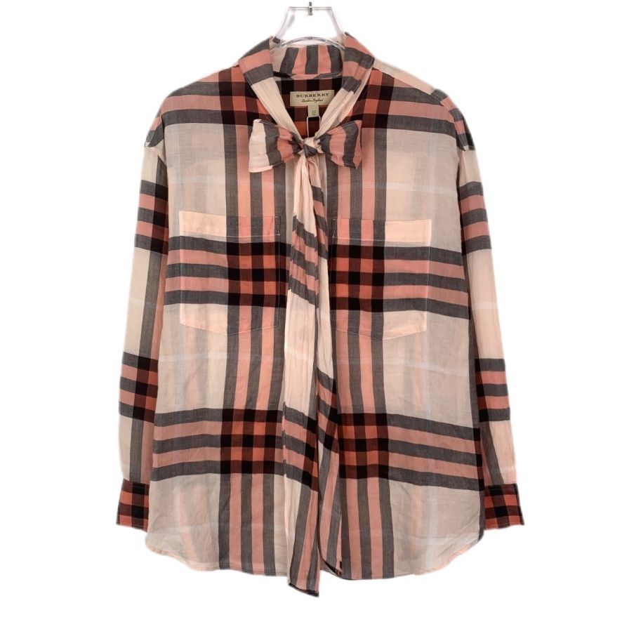 Burberry Burberry Pink Check Bow-Tie Long-Sleeve Shirt Size M / US 6-8 / IT 42-44 - 1 Thumbnail