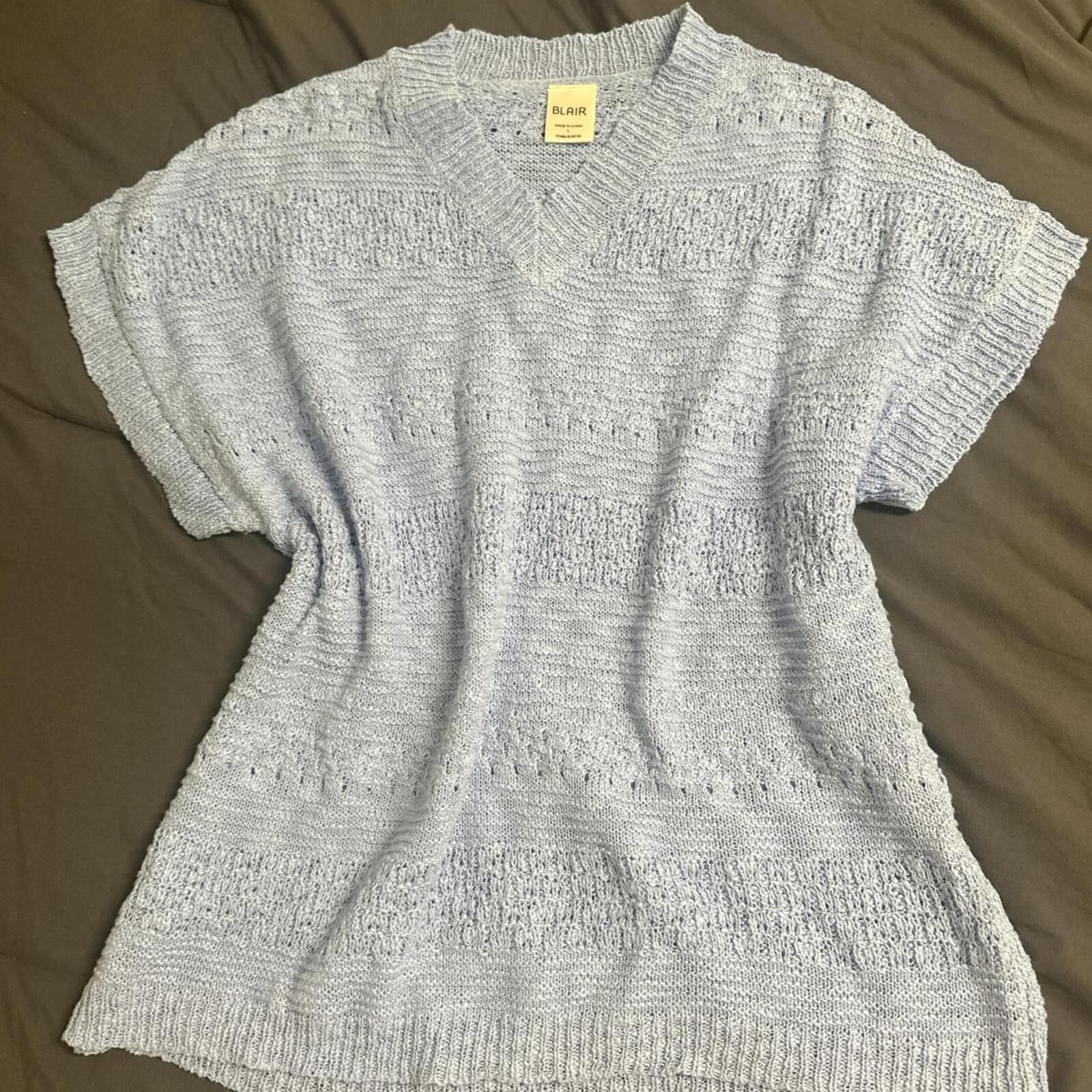 Blair Light blue crochet knit sweater Size L / US 10 / IT 46 - 1 Thumbnail