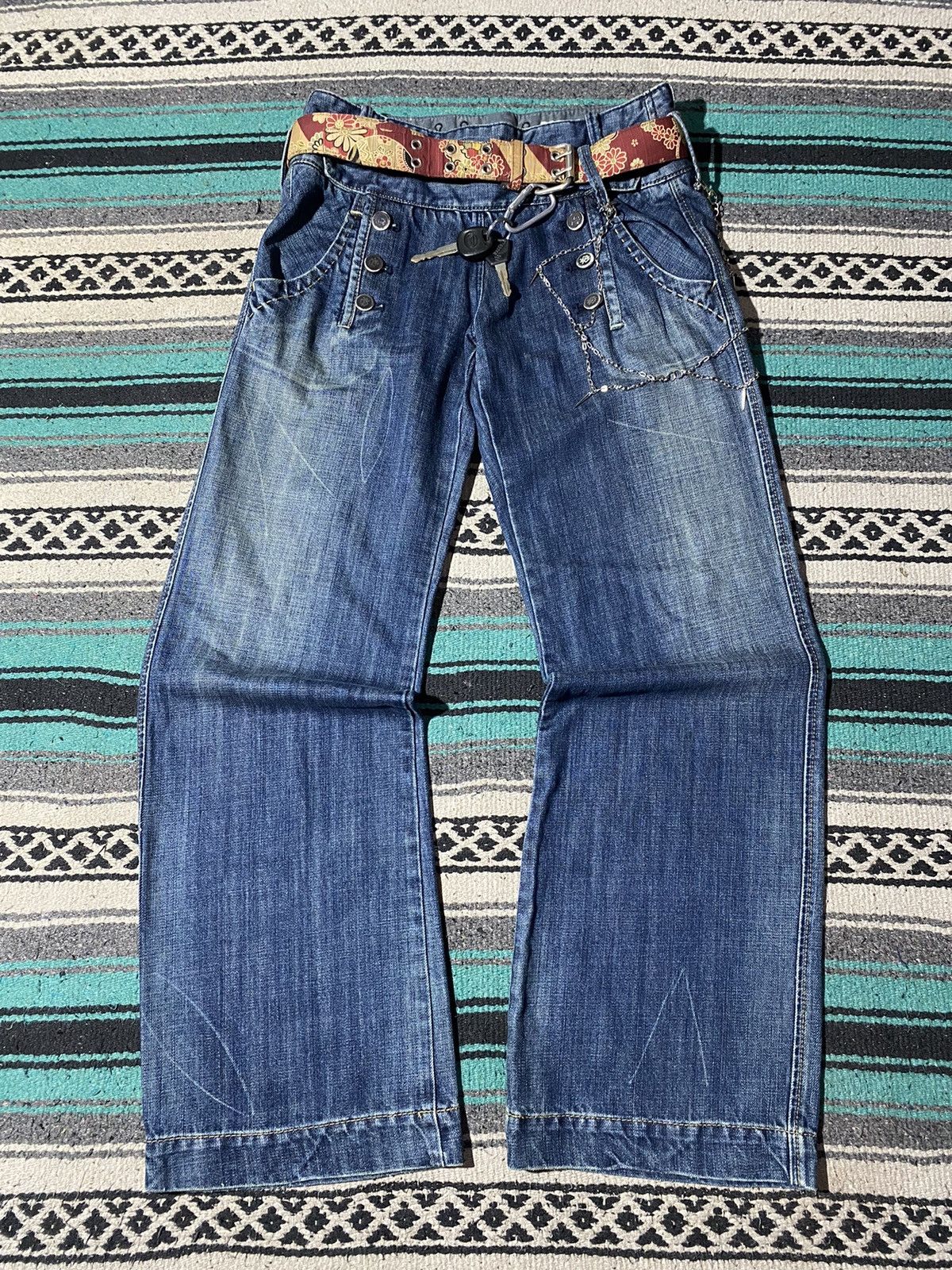 If Six Was Nine 2000s Crazy ! Antigauge Multi Button Denim Cotton Pants Size US 31 - 2 Thumbnail