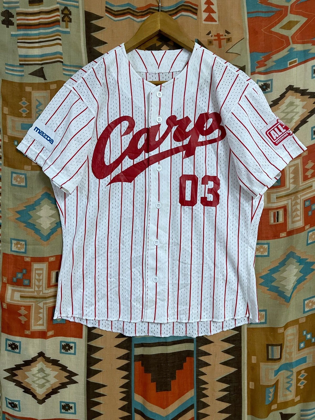 Mizuno × Vintage Vintage Baseball Jersey J League Hiroshima Carp M Mazda Rare Size US M / EU 48-50 / 2 - 1 Thumbnail