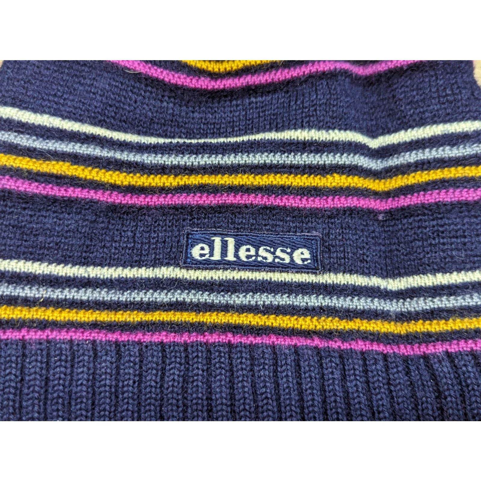 Ellesse VINTAGE Ellesse Beanie Hat One Size Wool Made in Italy Striped Retro Mens Womens Unisex Adults Knit Size ONE SIZE - 4 Thumbnail