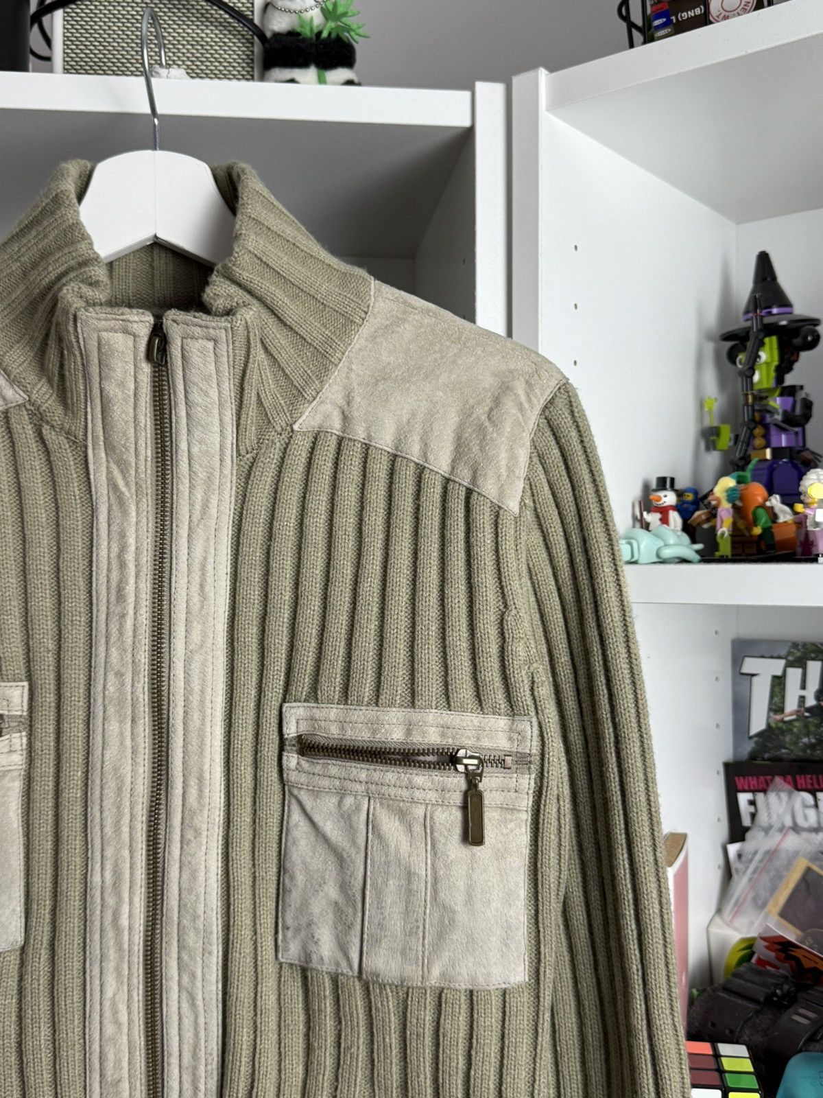 Japanese Brand Vintage y2k zip army ribbed sweater M military archive grunge Size US M / EU 48-50 / 2 - 6 Thumbnail