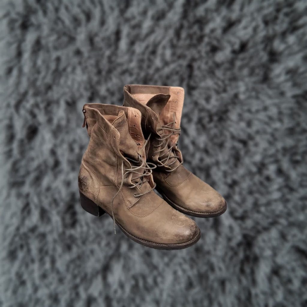 Pantanetti Pantanetti Design Brown Faded Leather Lace Up Womens Ankle Boots Size 32" / US 10 / IT 46 - 1 Thumbnail