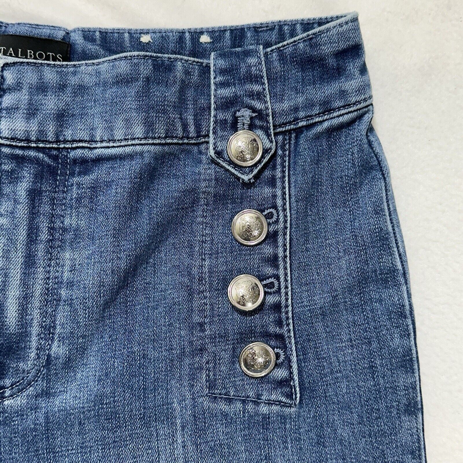 Other Talbots Sailor 6P Capri Blue Jeans 22" Inseam Silver Buttons Size 28" / US 6 / IT 42 - 3 Thumbnail
