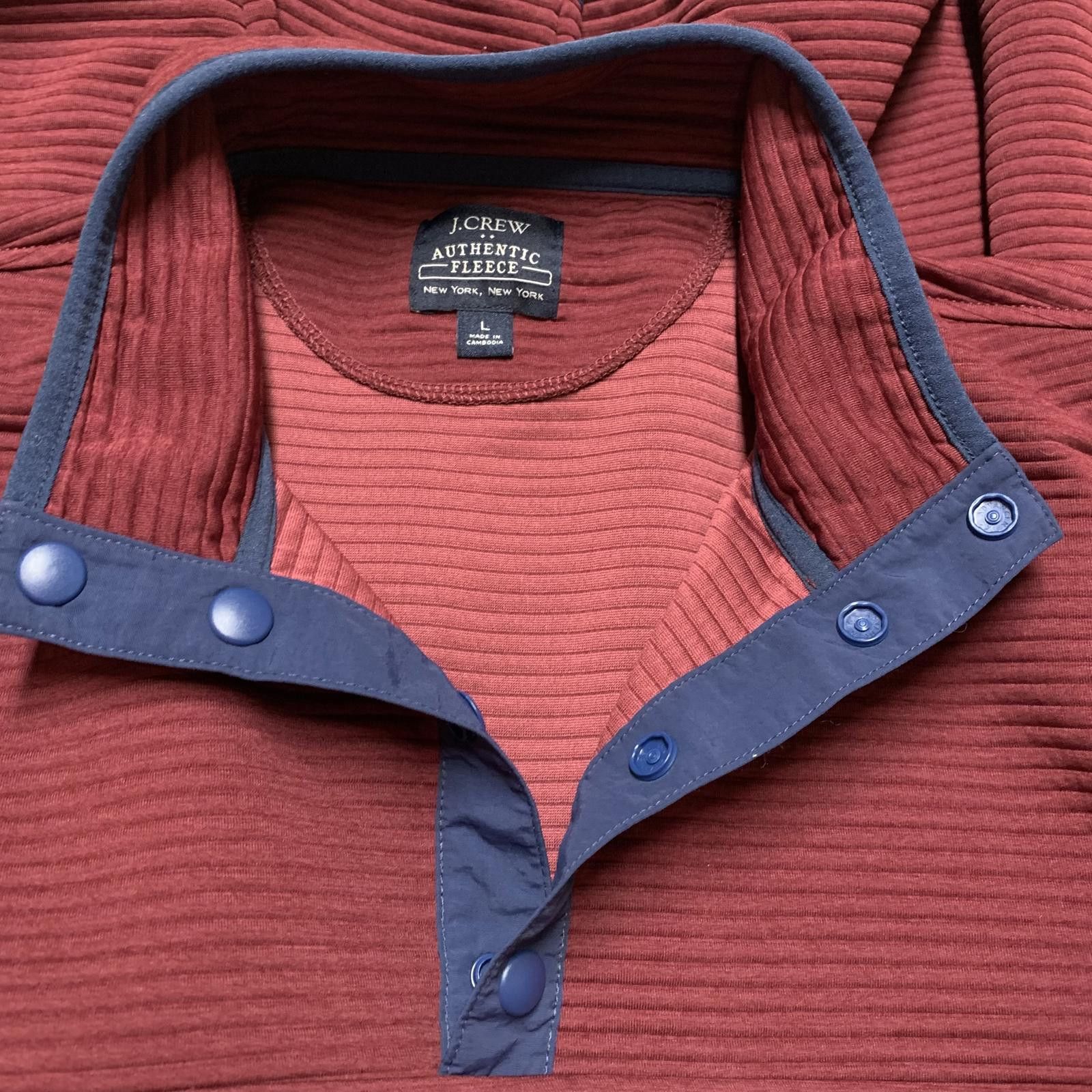 J.Crew J.Crew Men's Large Authentic Fleece Burgundy Pullover Size US L / EU 52-54 / 3 - 3 Thumbnail