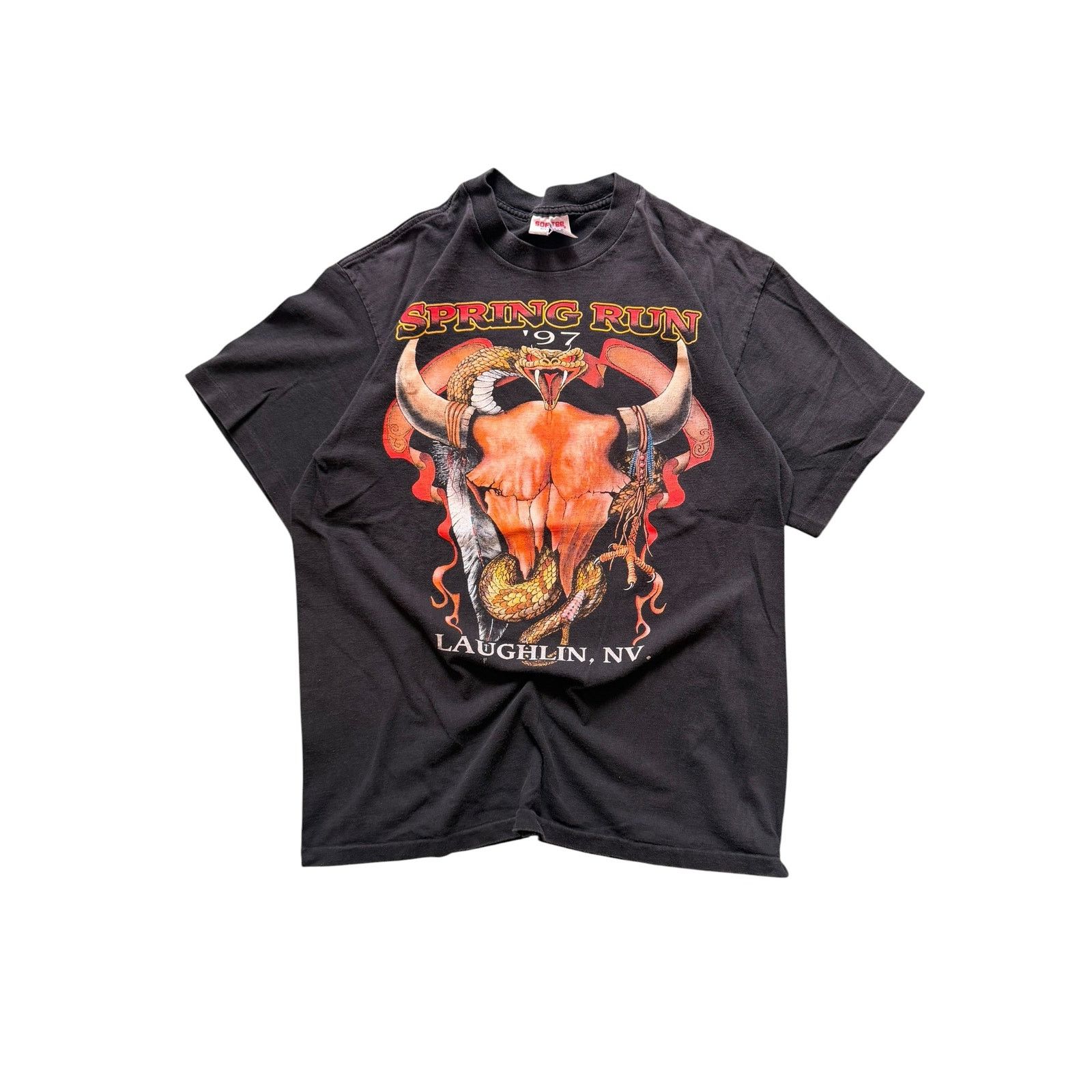 Vintage Vintage Laughlin Spring Run 1997 Bull Skull & Snake Tee Size US L / EU 52-54 / 3 - 1 Thumbnail