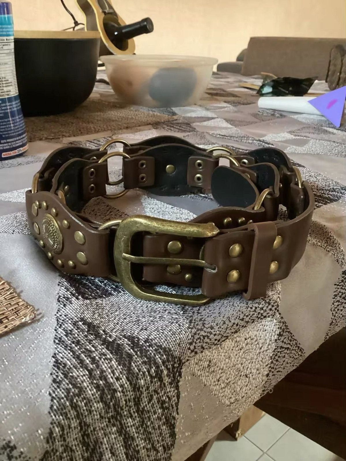 Japanese Brand × Vintage Western cowboy style metal buckle PU leather belt Size ONE SIZE - 6 Thumbnail