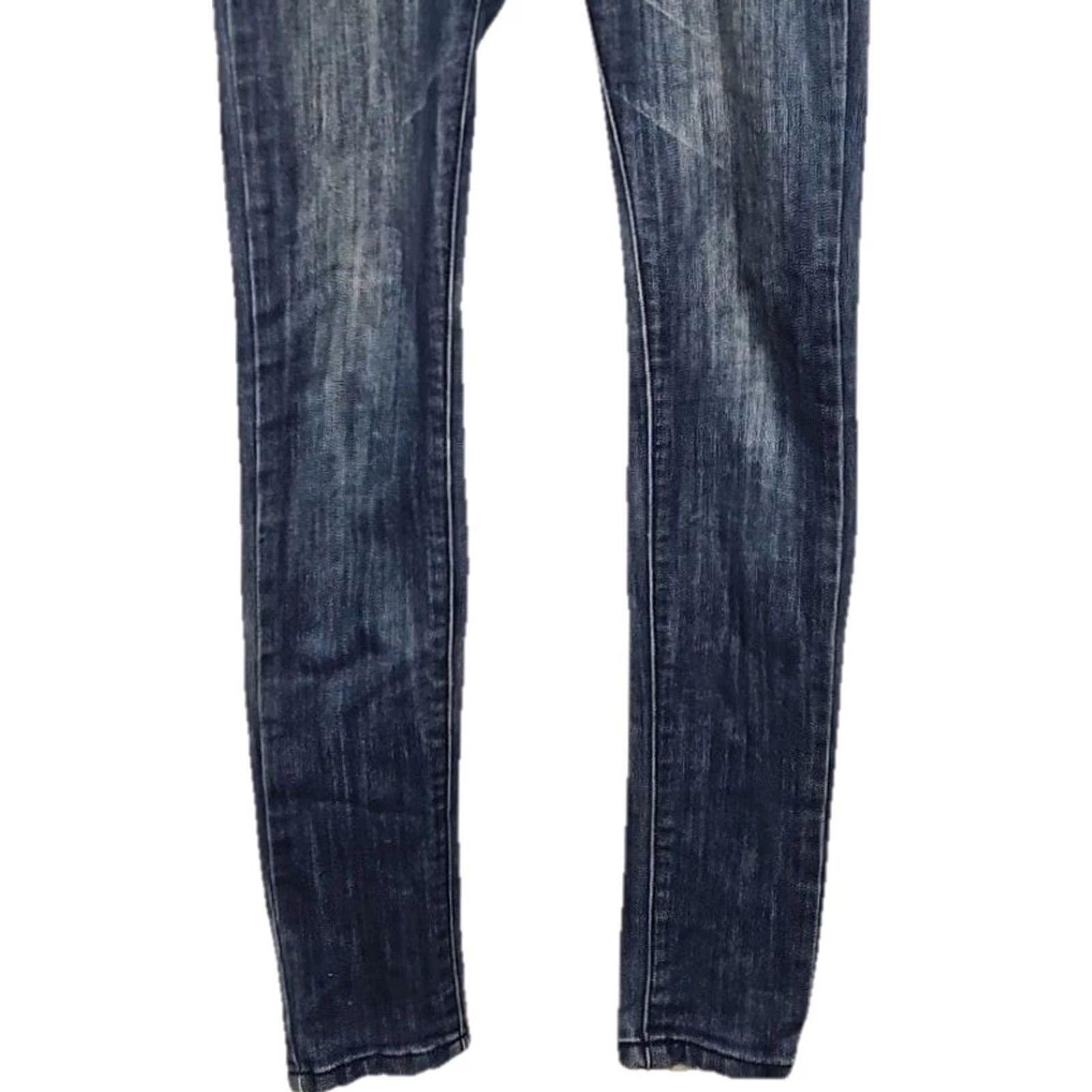 New Republic Y2K Blue Republic Skinny Jeans Size 1 Regular Women Stretch Denim Embroidered Back Pockets Blue 24 in Waist 30 in Inseam Size 25" / US 0 / IT 36 - 3 Thumbnail
