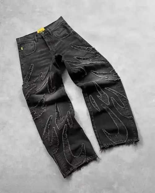 Jean Madoka x Reiya Jeans Patchwork Gothic Raw Edge Embroidered Size US 29 - 7 Thumbnail