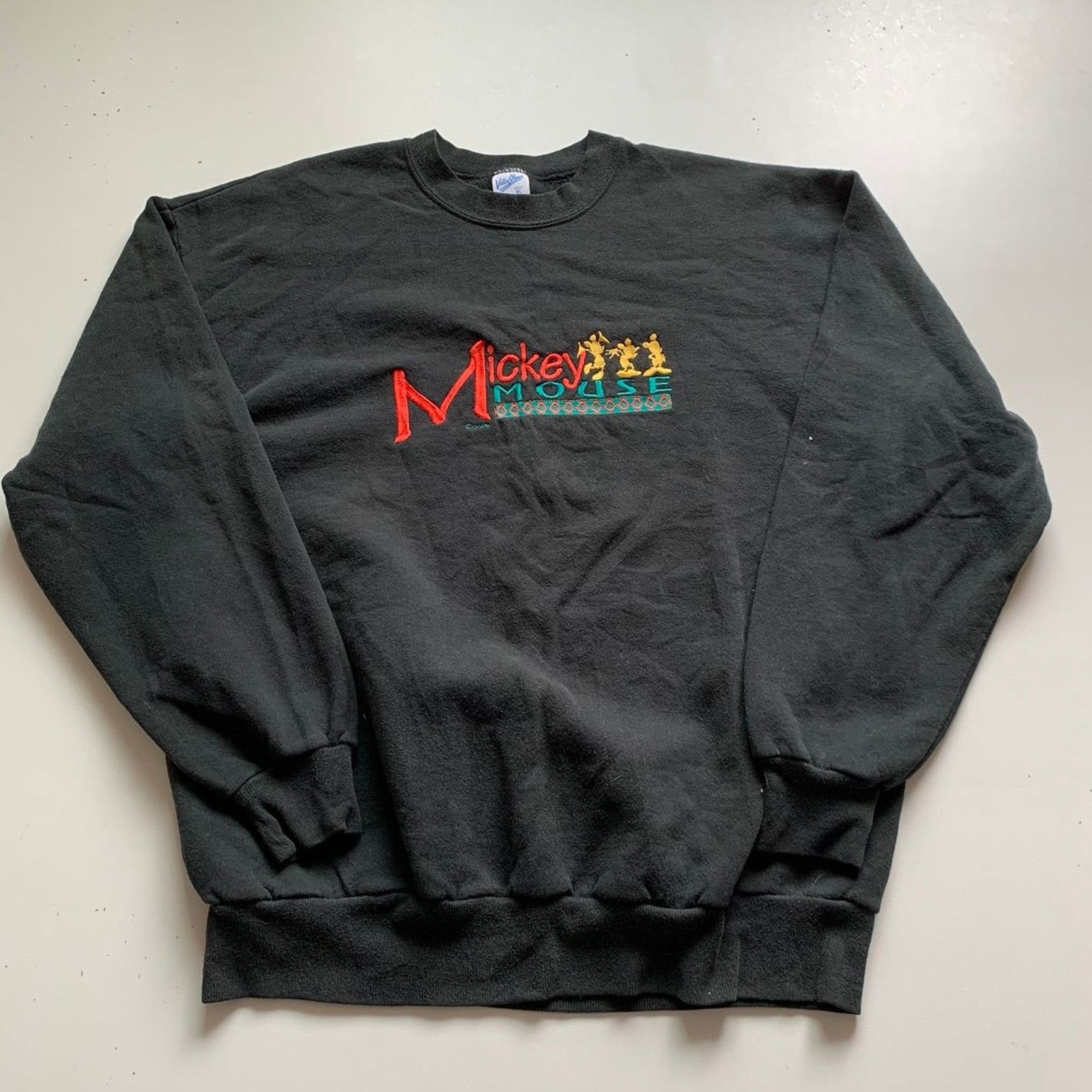 Disney Vintage 90s Mickey Mouse Disney Crewneck XL Faded Black Rare Size US L / EU 52-54 / 3 - 1 Thumbnail