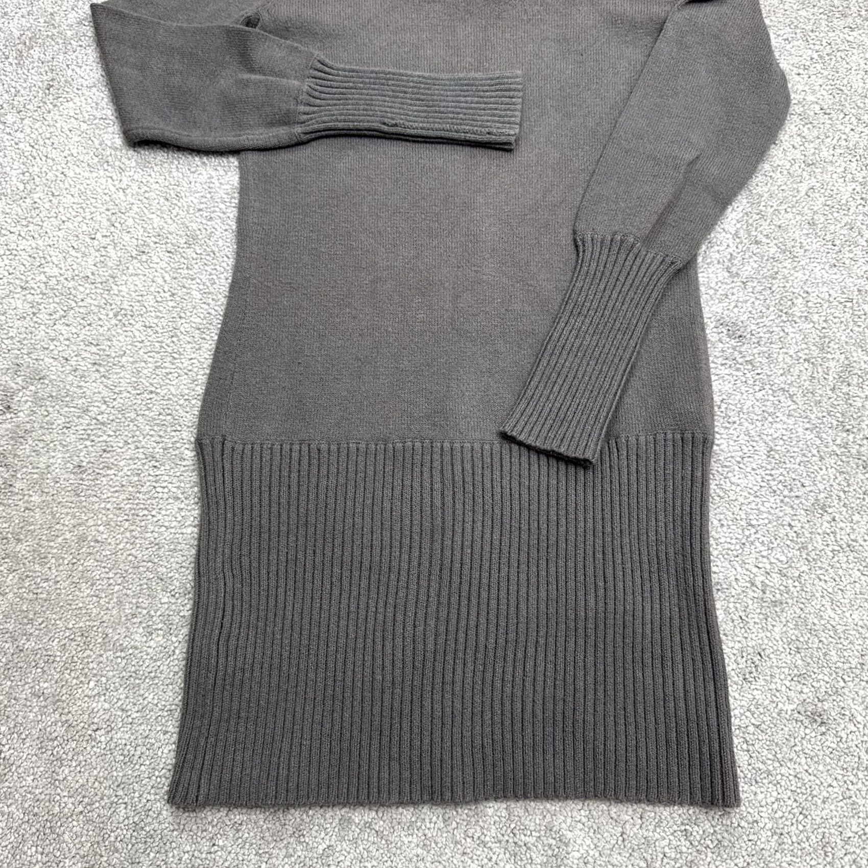 Bcbgmaxazria BCBGMAXAZRIA Sweater Dress Womens Small Dark Gray Cowl Neck Knee Length Knit Size S / US 4 / IT 40 - 4 Thumbnail