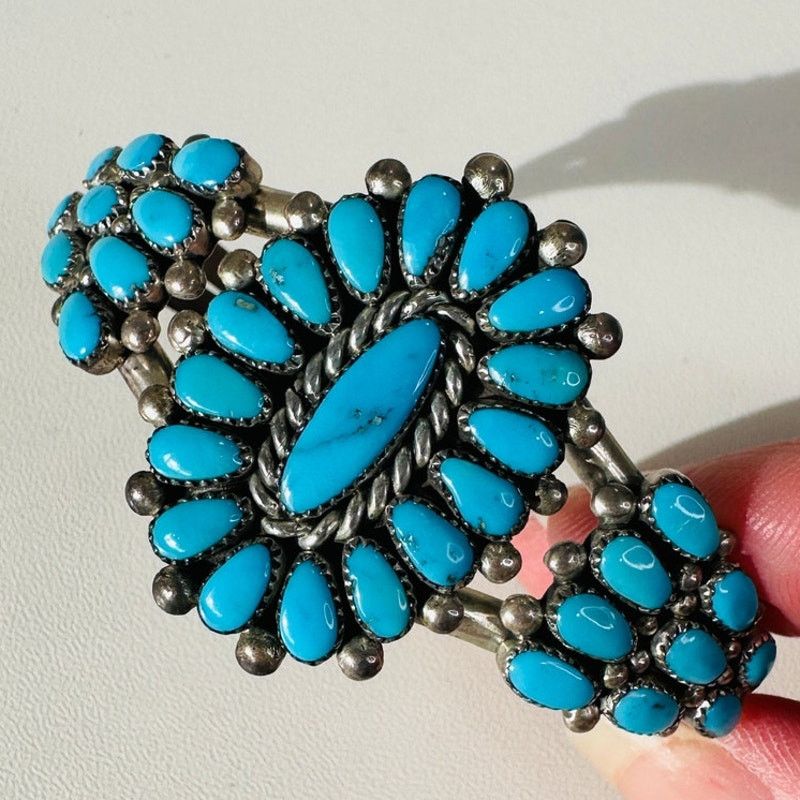 Other Zuni Alice Quam Turquoise Native American Silver Bracelet Size ONE SIZE - 2 Thumbnail
