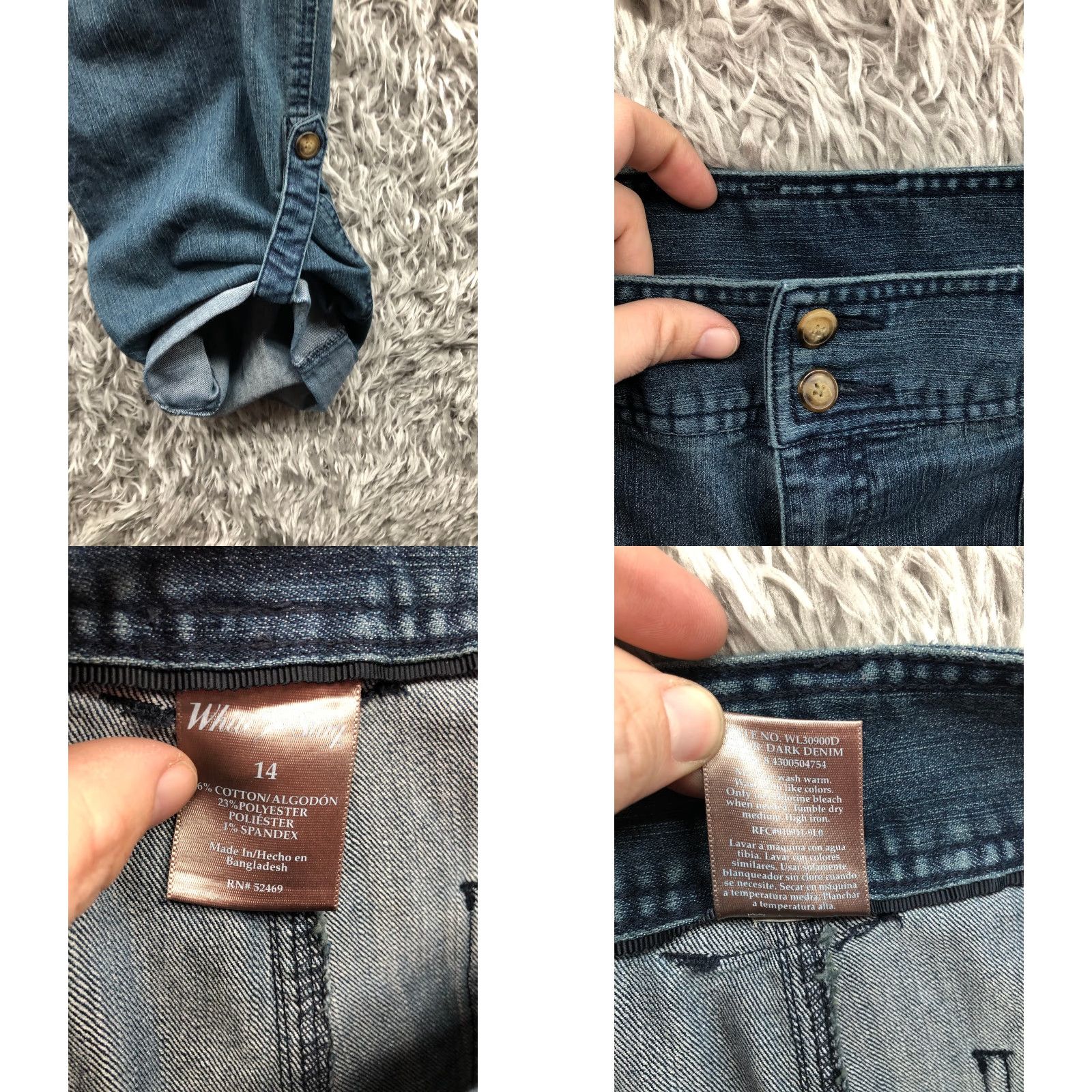 Vintage White Stag Jeans Capri Womens 14 Mid Rise Dark Wash Denim Blue 5-Pocket, Cotton, Regular Fit, Zip Belt Loops, Button Zipper, White Stag Brand Size 36" / US 14 / IT 50 - 8 Thumbnail