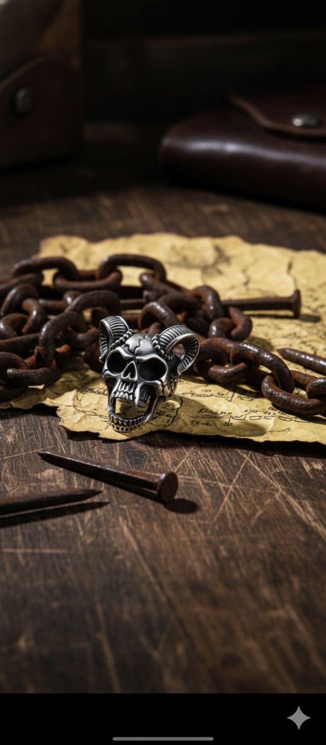 Jewelry Ram Skull Horned Ring - Biker Gothic Metal Size 32 - 4 Thumbnail